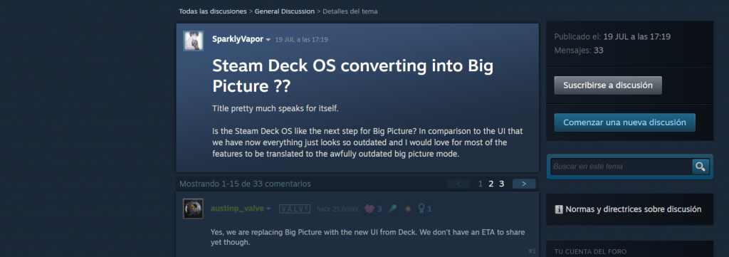 La interfaz del Steam Deck sustituirá el Big Picture en PC